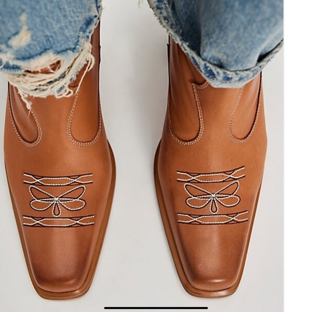 Free People Wandering Western Boot Size 9 NWOT Toffee Leather